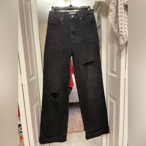 ZARA high waisted distressed jeans